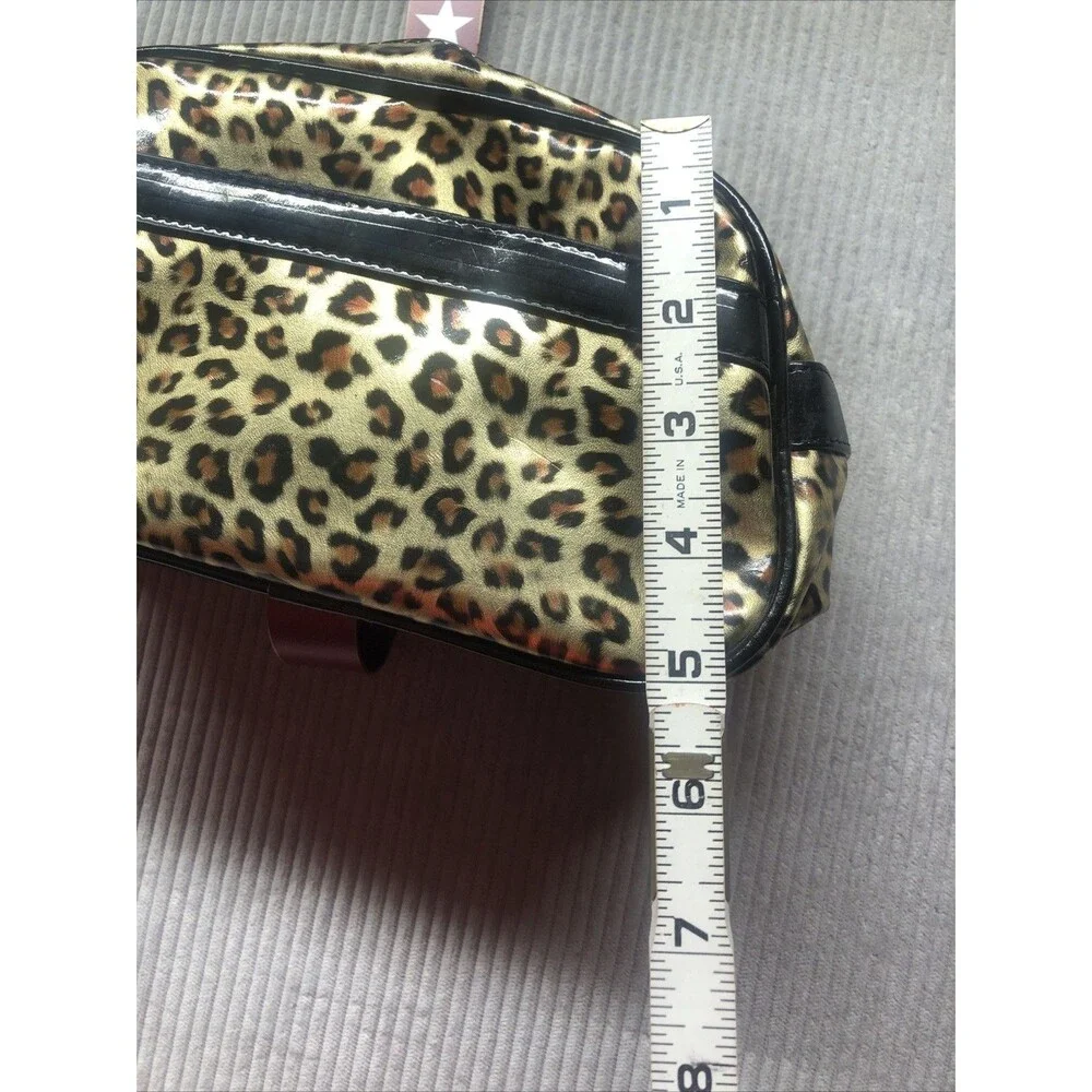 Betseyville Cosmetic Bag Gold Leopard Black Patent Organization Charm Zipper